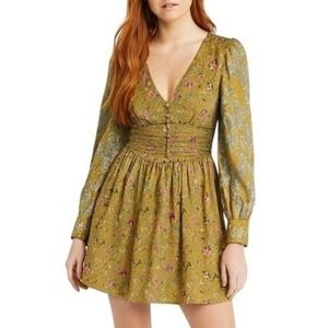 House Of Harlow 1960 Romantic Floral Lurex Mini Dress Medium Boho Cottage